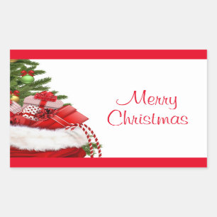 Sticker Rectangulaire Modèle Personnalisé Joyeux Arbre De Noël Et Cad