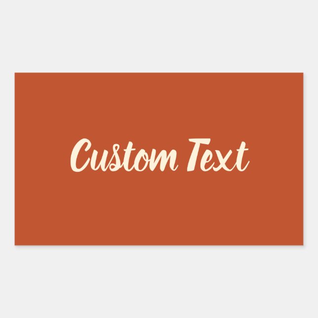 Sticker Rectangulaire Modèle texte simple Burnt Orange et Cream Script (Devant)