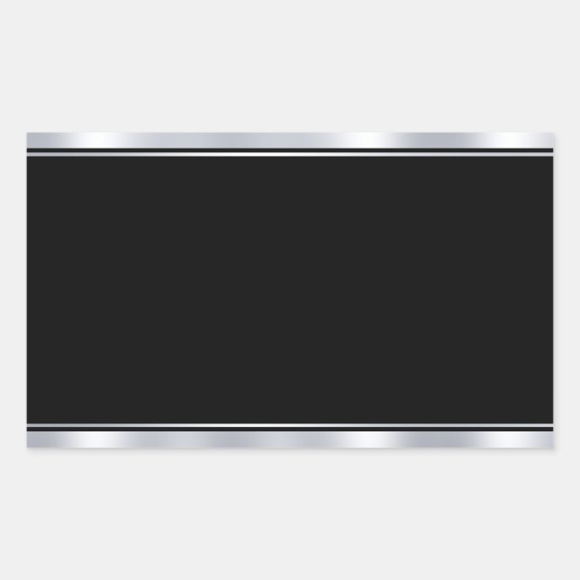 Sticker Rectangulaire Modèle vierge Faux Argent Noir Ajoutez Votre Texte (Devant)