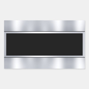 Sticker Rectangulaire Modèle vierge personnalisé Faux Argent Noir Ajoute