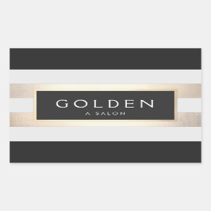 Sticker Rectangulaire Moderne Chic rayé FAUX Gold Foil et noir