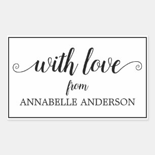 Sticker Rectangulaire Moderne Élégant Rustique Noir Script Avec Amour De