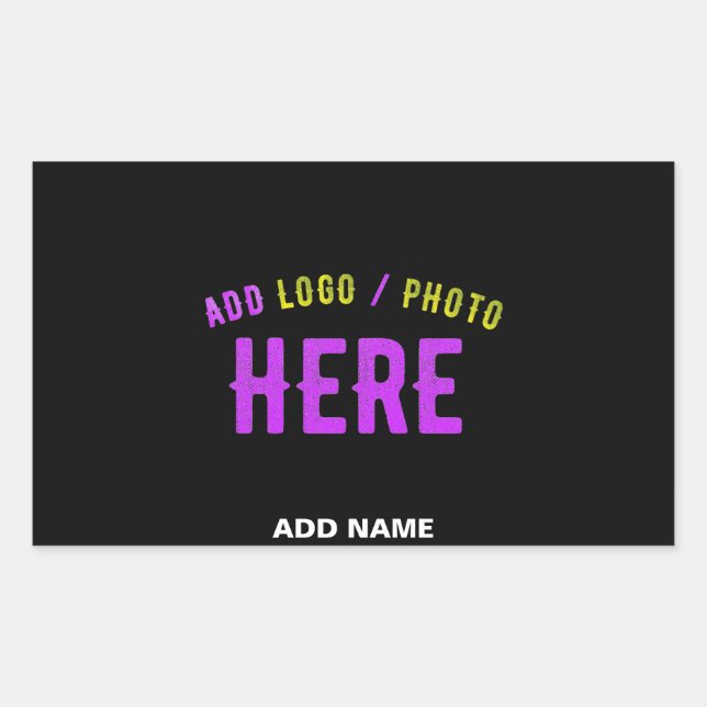 STICKER RECTANGULAIRE MODERNE ET MODERNE PERSONNALISABLE NOIR VÉRIFIÉ (Devant)