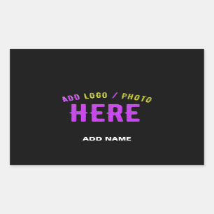 STICKER RECTANGULAIRE MODERNE ET MODERNE PERSONNALISABLE NOIR VÉRIFIÉ