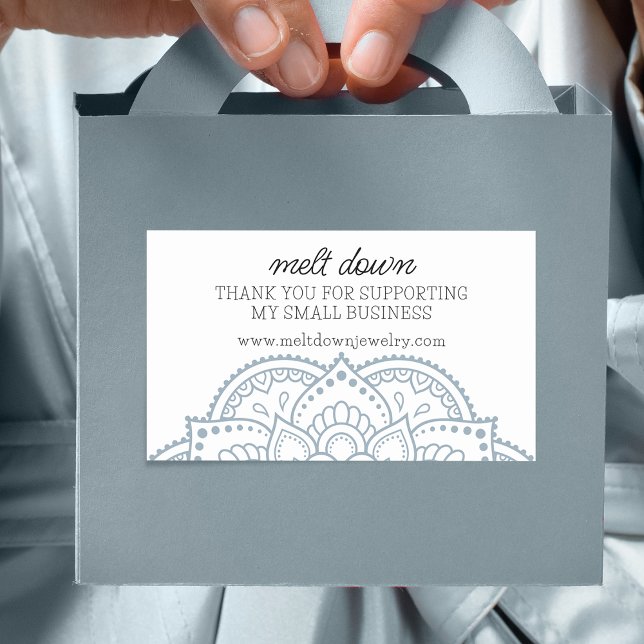 Sticker Rectangulaire Moderne Mandala Merci Petite entreprise (Modern Mandala Thank You Small Business Rectangular Sticker)