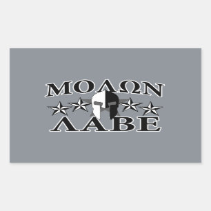 Sticker Rectangulaire Molon Labe Spartan Warrior 5 étoiles Noir Blanc