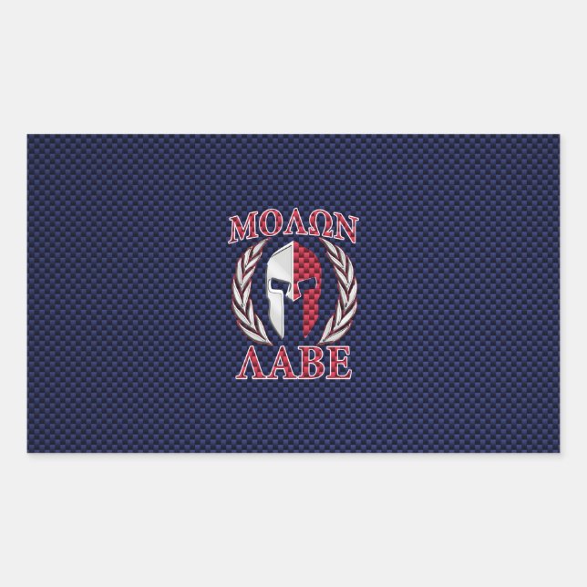Sticker Rectangulaire Molon Labe Spartan Warrior Style fibre de carbone (Devant)