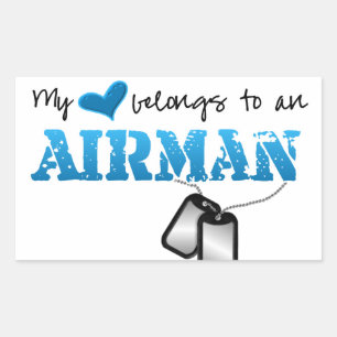 Sticker Rectangulaire Mon coeur appartient à un aviateur