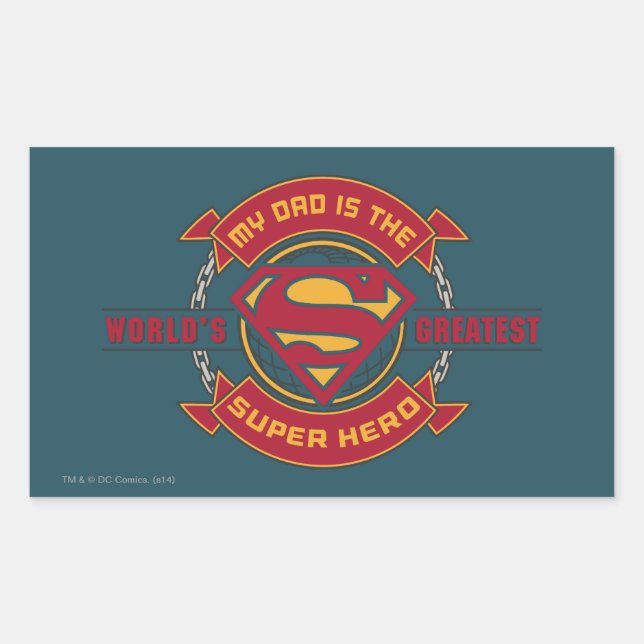 Sticker Rectangulaire Mon père est le plus grand super héros du monde (Devant)