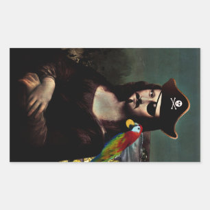 Sticker Rectangulaire Mona Lisa Pirate avec Moustache