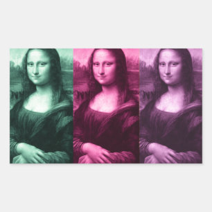 Sticker Rectangulaire Mona Lisa Rose vert violet