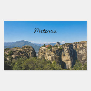 Sticker Rectangulaire Monastère au-dessus des rochers Météora Grèce
