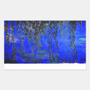 Sticker Rectangulaire Monet Lys d'eau et Branches de saules de pleurs