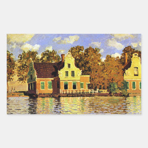 Sticker Rectangulaire Monet - Maisons sur la rivière Zaan à Zaandam,
