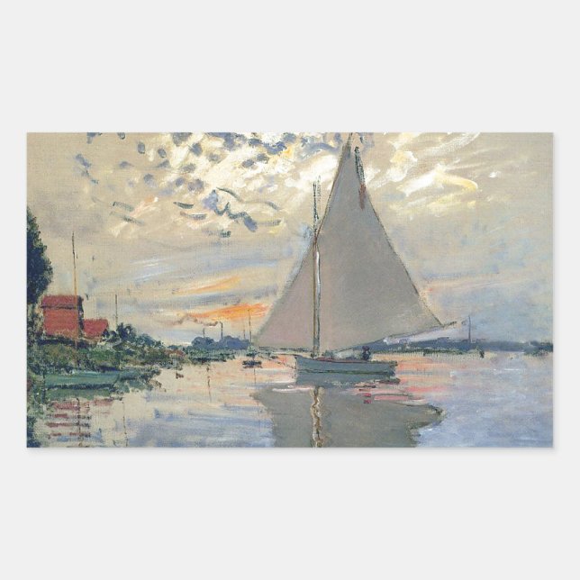 Sticker Rectangulaire Monet Sailboat Français Impressionnisme Art classi (Devant)