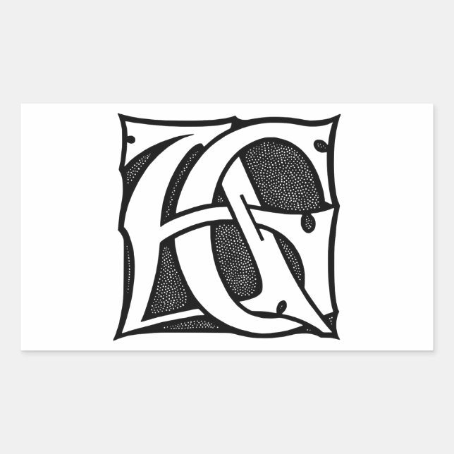 Sticker Rectangulaire Monogramme AG - Initiales AG en lettres de style g (Devant)