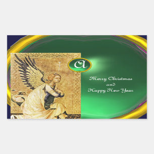 Sticker Rectangulaire MONOGRAMME ANGEL ANNONCE, Jade verte