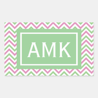 Sticker Rectangulaire Monogramme Chevron Spring