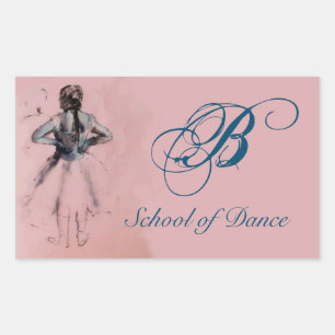 STICKER RECTANGULAIRE MONOGRAMME DE L'ÉCOLE DE DANSE/BALLERINA