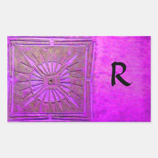Sticker Rectangulaire MONOGRAMME DE L'ÉTOILE DU MATIN, violet rose, viol (Devant)