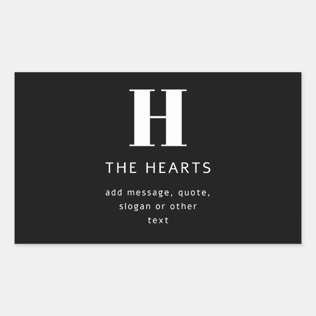 Sticker Rectangulaire Monogramme de nom et message moderne éditable | No (Devant)