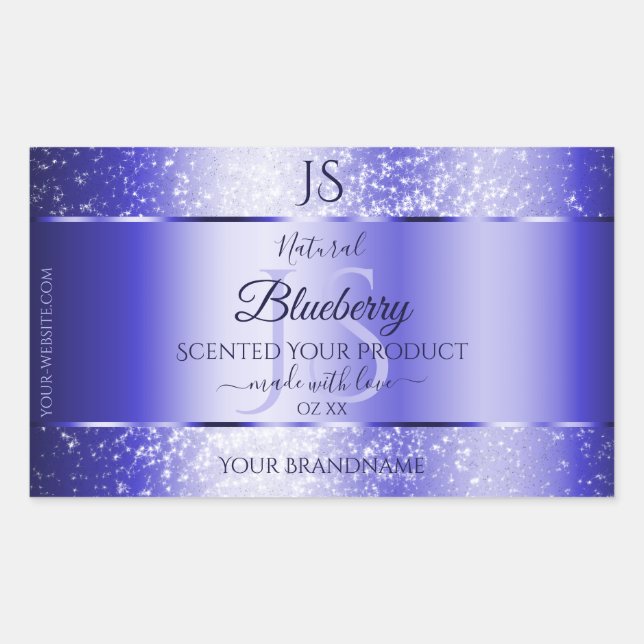 Sticker Rectangulaire Monogramme Royal Blue Soft Parties scintillant pro (Devant)