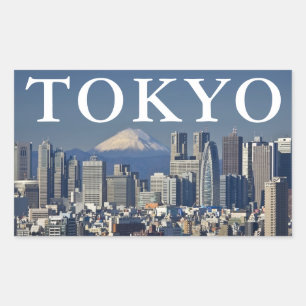 Sticker Rectangulaire Mont Fuji Skyline du quartier de Shinjuku Tokyo