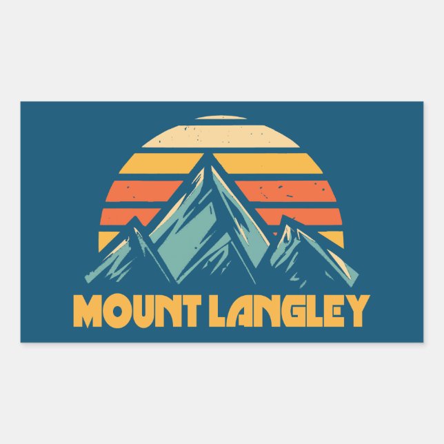 Sticker Rectangulaire Mont Langley California Retro Turquoise (Devant)