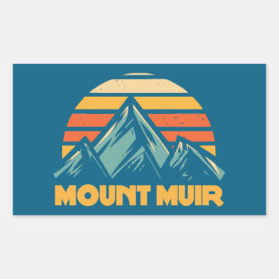 Sticker Rectangulaire Mont Muir California Retro Turquoise