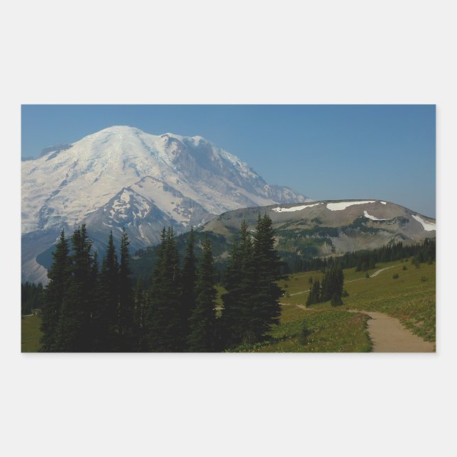 Sticker Rectangulaire Mont Rainier du Sourdough Ridge Trail (Devant)