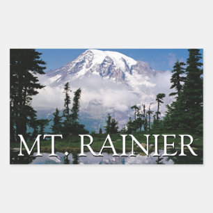 Sticker Rectangulaire Mont Rainier Reflet dans un étang de montagne