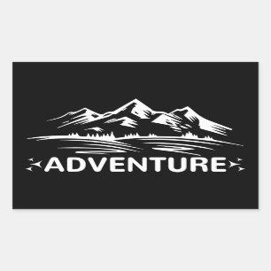 Sticker Rectangulaire Montagne, Vacances, Camping, Aventure