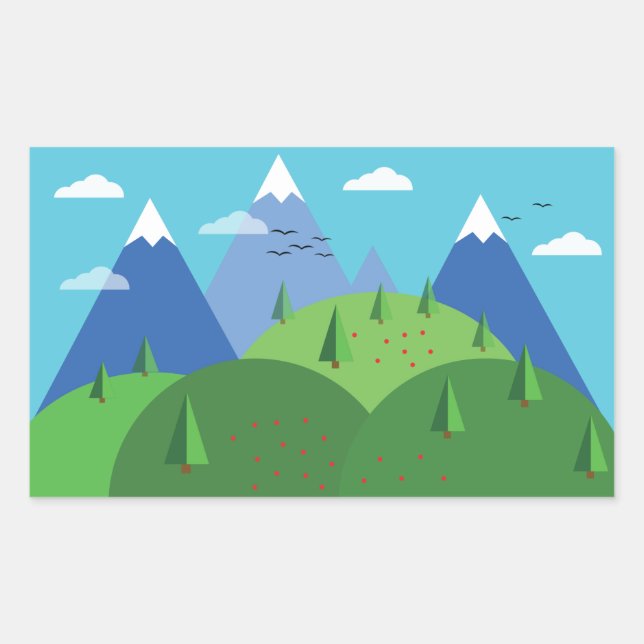 Sticker Rectangulaire Montagnes (Devant)