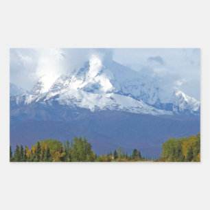 Sticker Rectangulaire Montagnes d'Alaska Arbre Nature Forêt Destinée Sai