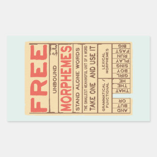 Sticker Rectangulaire Morphèmes libres Grammaire amusante Phonie anglais