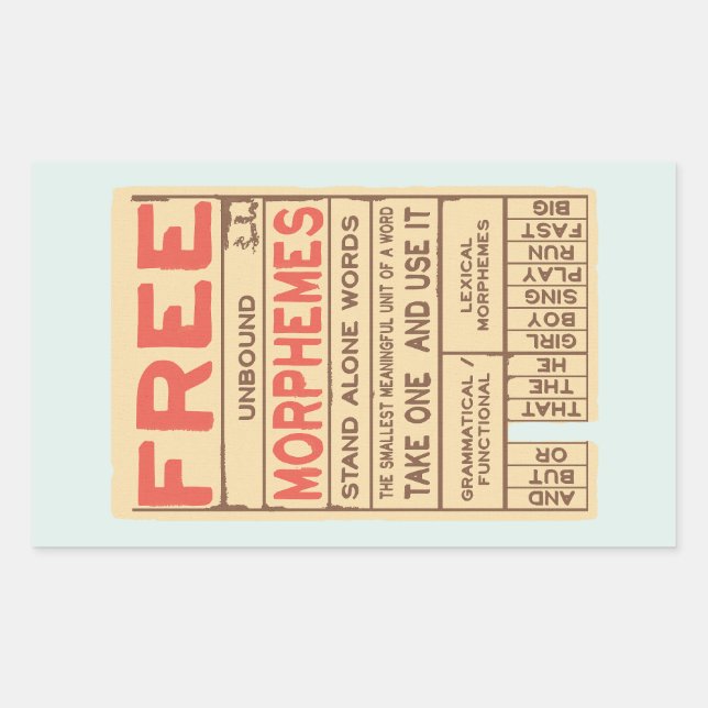 Sticker Rectangulaire Morphèmes libres Grammaire amusante Phonie anglais (Devant)