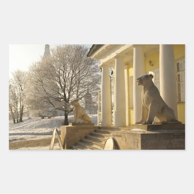 Sticker Rectangulaire Moscou. Hiver. sculpture de lions. (Devant)