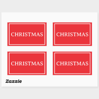 Sticker Rectangulaire Mot de Noël simple rouge