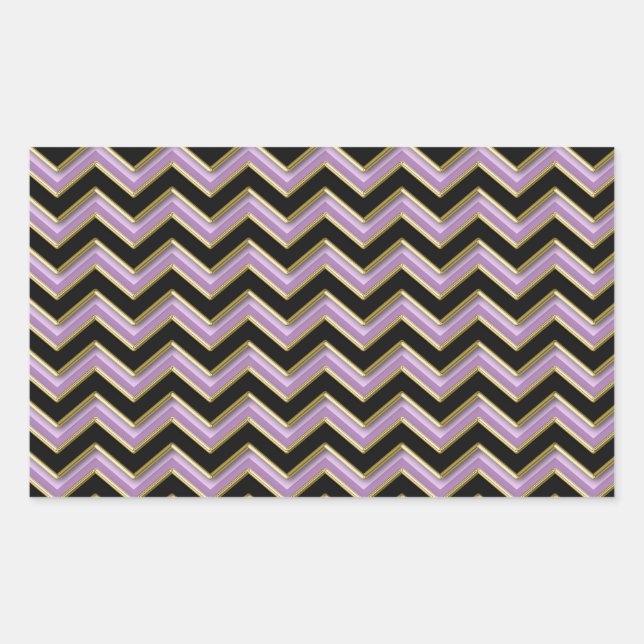 Sticker Rectangulaire Motif Amethyst Gold Black Zigzag (Devant)