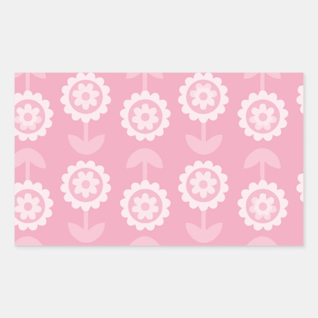 Sticker Rectangulaire Motif Art Abstrait rose Fleurs florales (Devant)