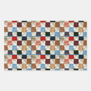 Sticker Rectangulaire Motif carré de courtepointe coloré