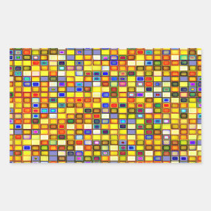 Sticker Rectangulaire Motif Carreaux Jaune Et Bleu Cool