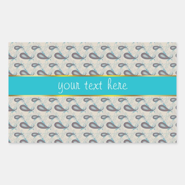 Sticker Rectangulaire Motif Champagne Paisley (Devant)