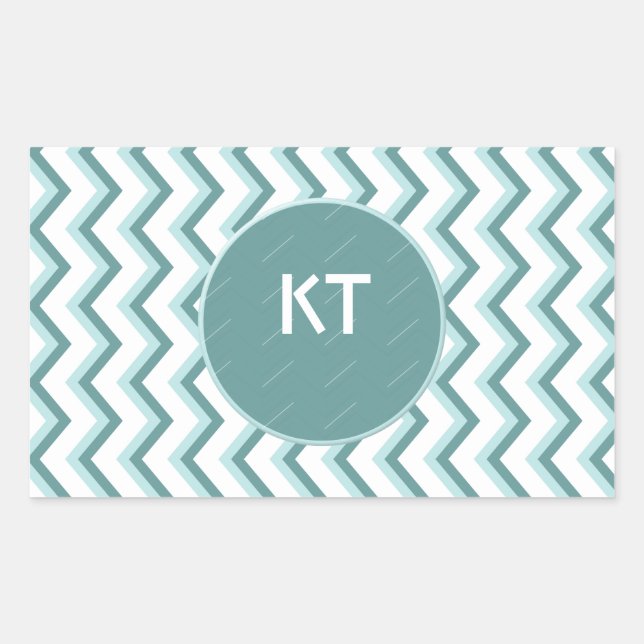 Sticker Rectangulaire Motif Chevron ZigZag dans Mint Green (Devant)