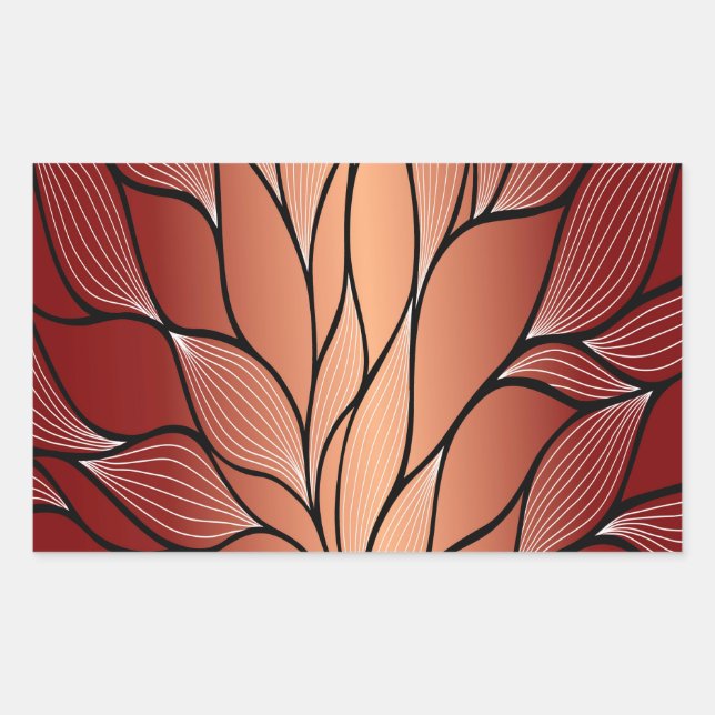 Sticker Rectangulaire Motif de congé de bronze de cuivre rustique (Devant)