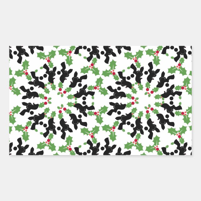 Sticker Rectangulaire Motif de Noël de caniche (Devant)