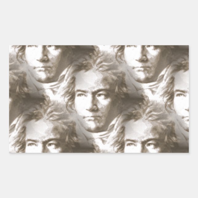 Sticker Rectangulaire Motif de portrait Beethoven (Devant)