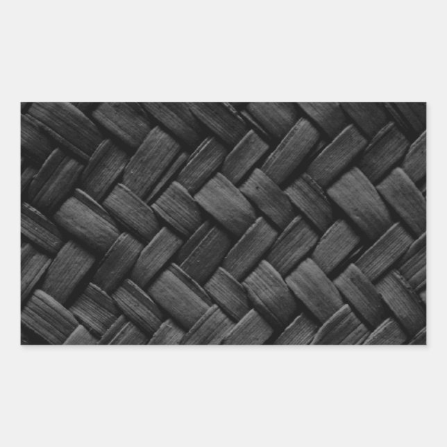 Sticker Rectangulaire motif de tissage de panier noir (Devant)