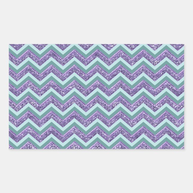 Sticker Rectangulaire Motif de verre Amethyst Zigzag (Devant)