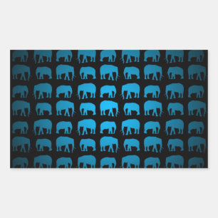 Sticker Rectangulaire Motif Éléphant Bleu